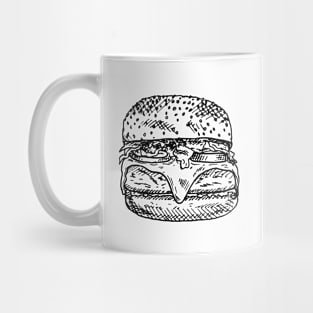 Hand Drawn burger doodle. Sketch style icon. Mug